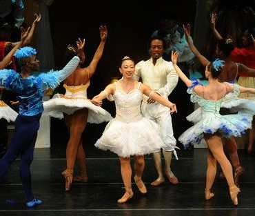 March 21, 2012 - ATLANTA: Amy Harold (center) performs during Ballethnic's   "Jazzy Sleeping Beauty" at Georgia Tech's  Ferst Center on Wednesday, March 21, 2012.  A cast of 50 performers including  professional dancers, a youth troupe and a senior ensemble from the Bowden Senior Center performed in front of over 900 Atlanta Public School students today. The performance runs from March 21 thru March 25, 2012. Johnny Crawford  jcrawford@ajc.com